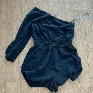 Charlie Jade dark grey silk romper with one sleeve